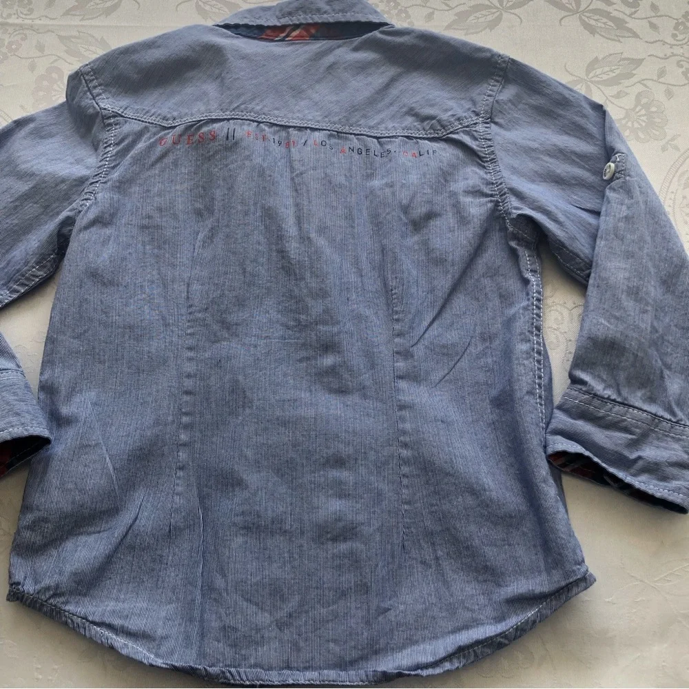 Guess Blue Jeans Denim Button-Up Shirt Boys Size S (4) Long Sleeves Collared - Picture 13 of 15